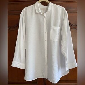 Loft White Crinkle Fabric Women’s  Shirt